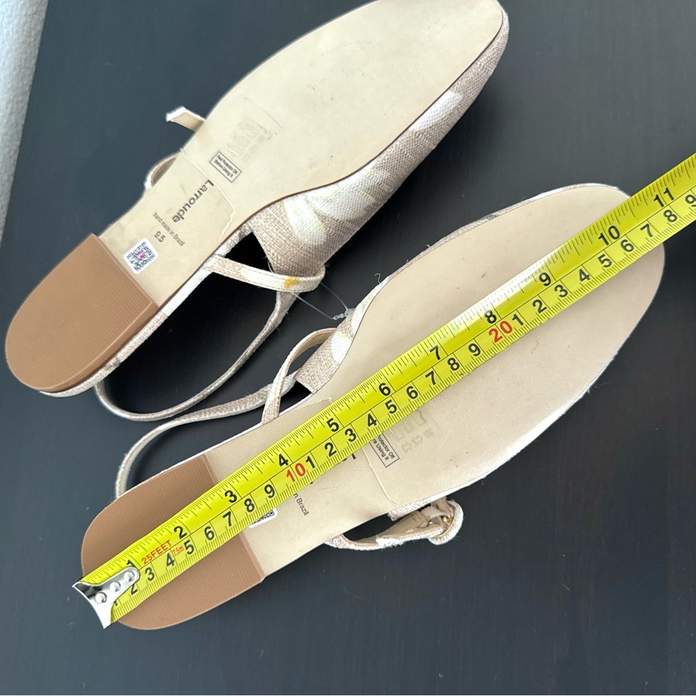 NEW Larroudé Georgina Ballet Flat In Beige Printed Raffia - Picture 11 of 11